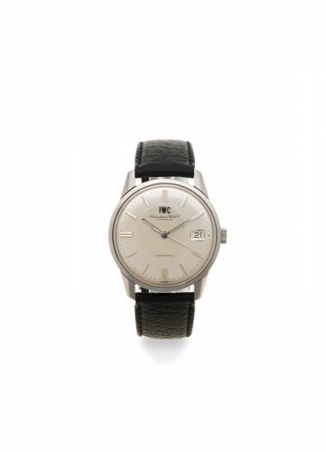 IWC. A stainless steel automatic calendar wristwatch