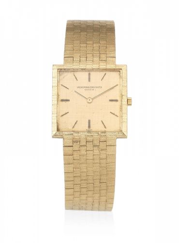 Vacheron & Constantin. An 18K gold manual wind square bracelet watch