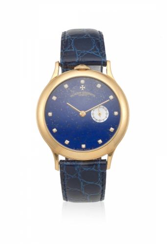 Vacheron & Constantin. An 18K gold manual wind wristwatch with lapis lazuli dial