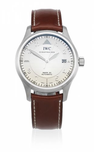 IWC. A stainless steel automatic calendar wristwatch