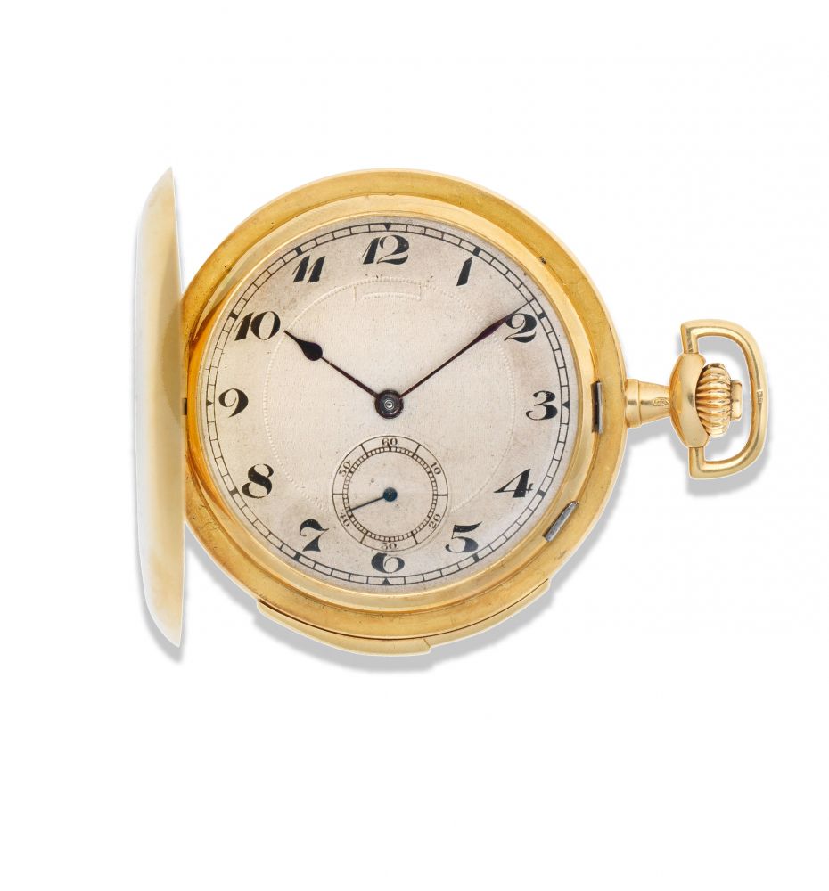 Vulcain. An 18K gold keyless wind minute repeating full hunter pocket watch