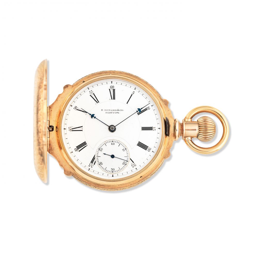 E.Howard & Co, Boston. A 14K gold keyless wind full hunter pocket watch