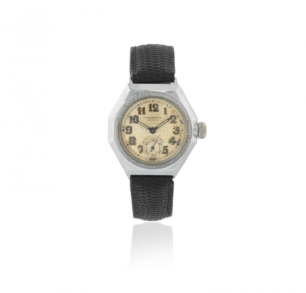 Rolex. A stainless steel manual wind octagonal wristwatch Retailed by Cargills Ltd, Ceylon