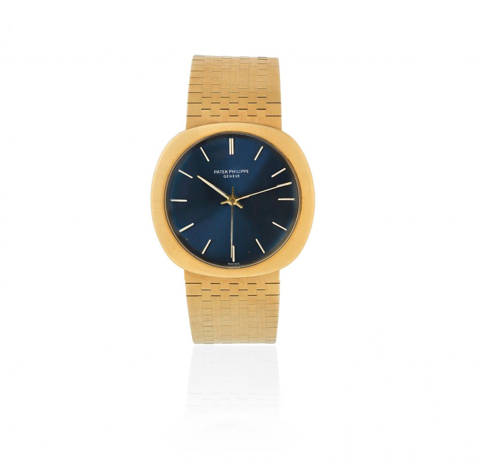 Patek Philippe. An 18K gold automatic cushion form bracelet watch