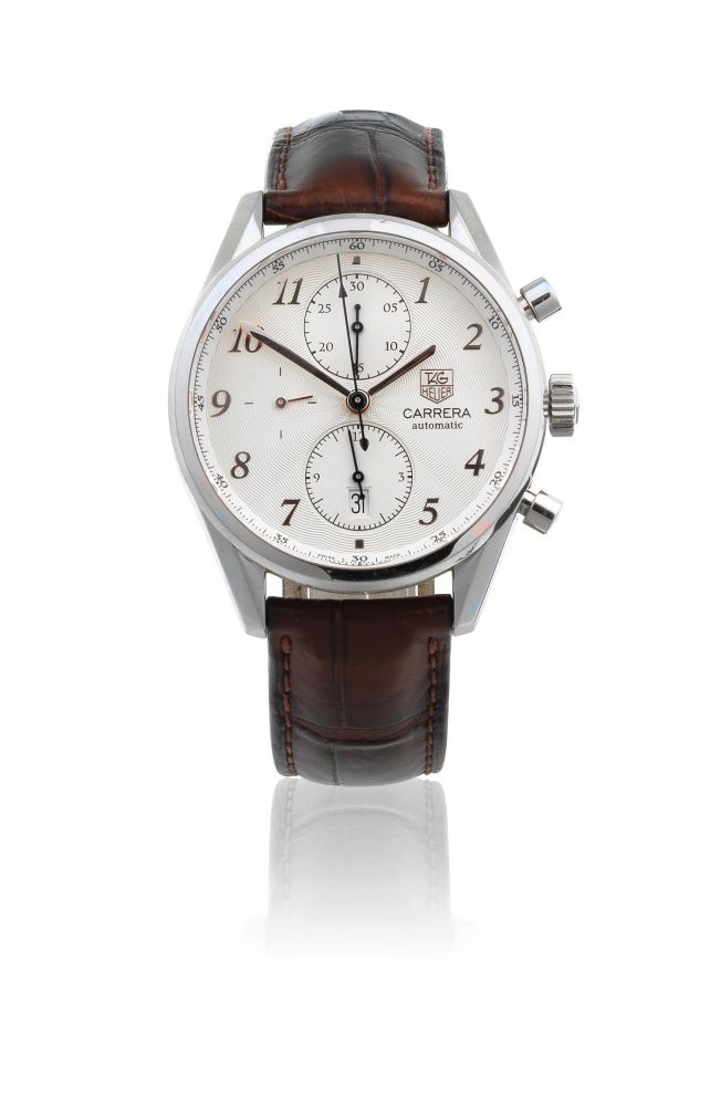 TAG Heuer. A stainless steel automatic calendar chronograph wristwatch