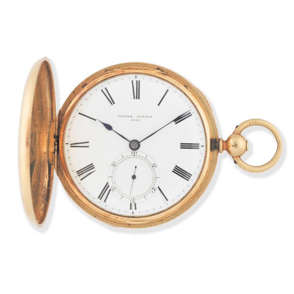 Grohe, Wigmore Street, Cavendish Square, London. An 18K gold key wind full hunter pocket watch
