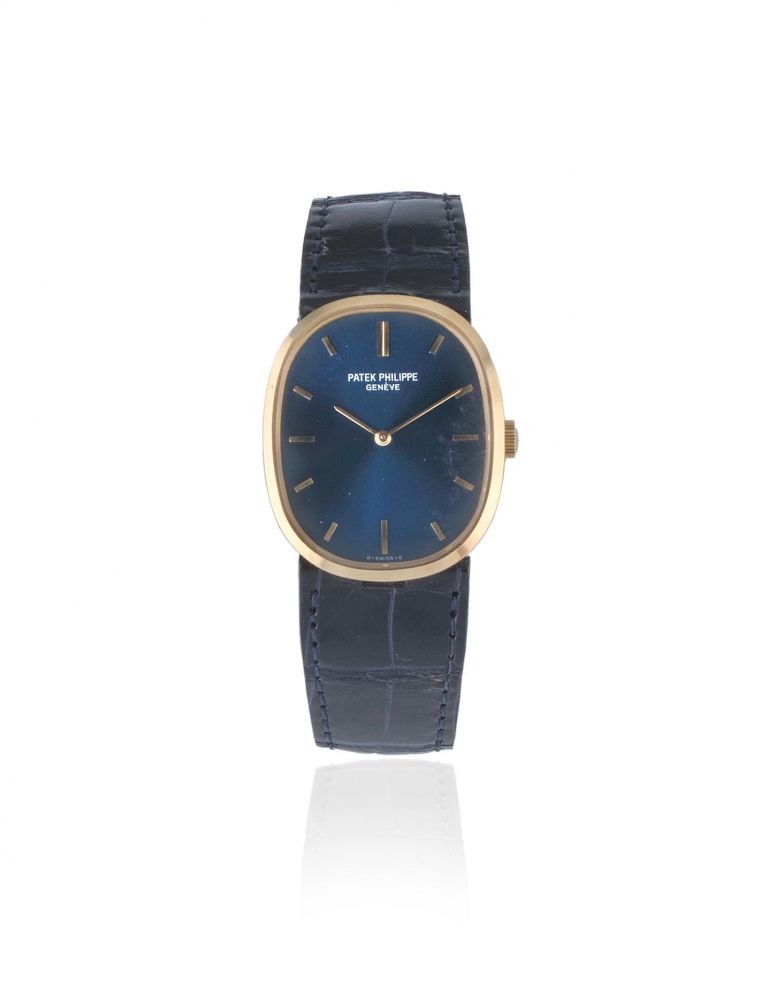 Patek Philippe. An 18K gold manual wind oval wristwatch