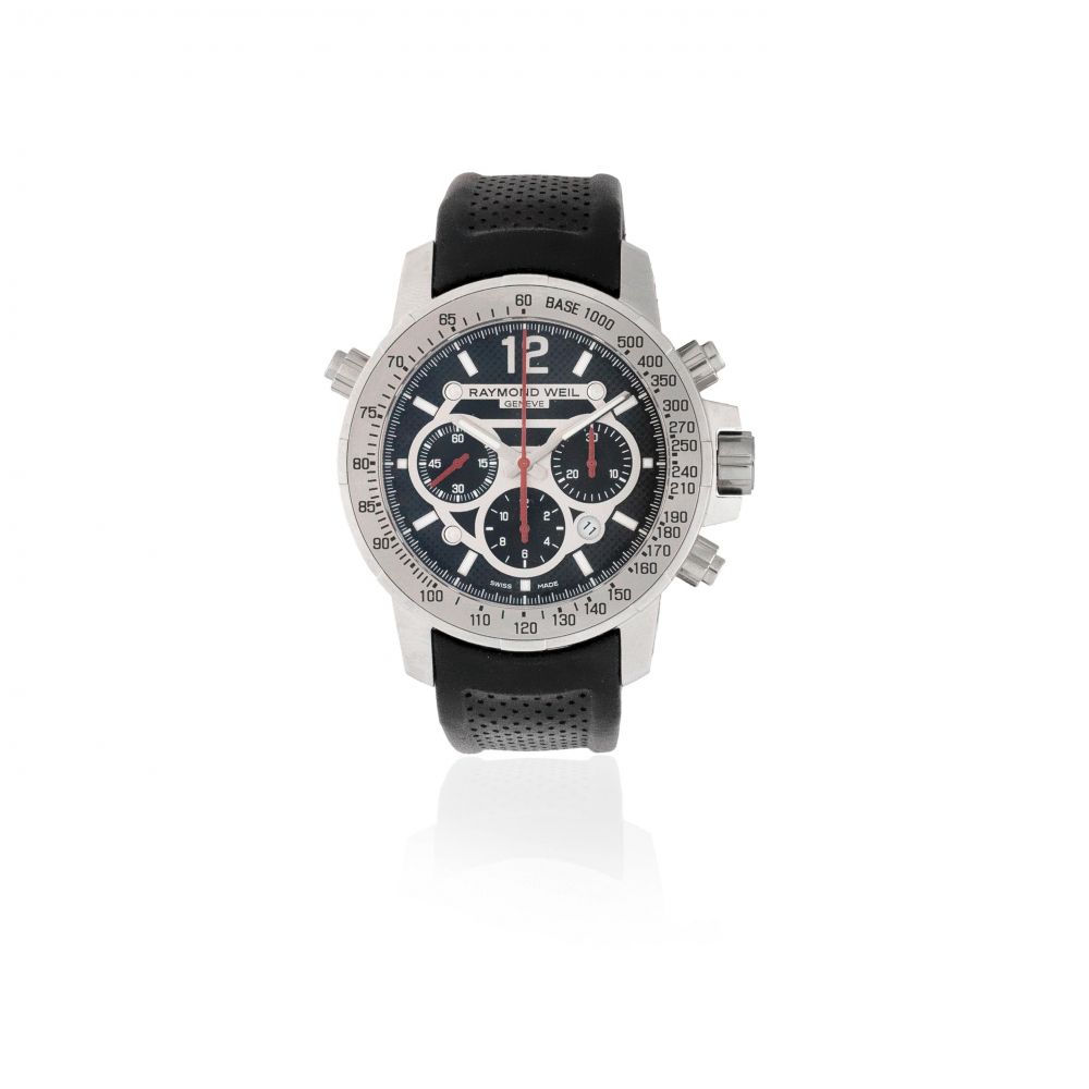 Raymond Weil. A stainless steel automatic calendar chronograph wristwatch
