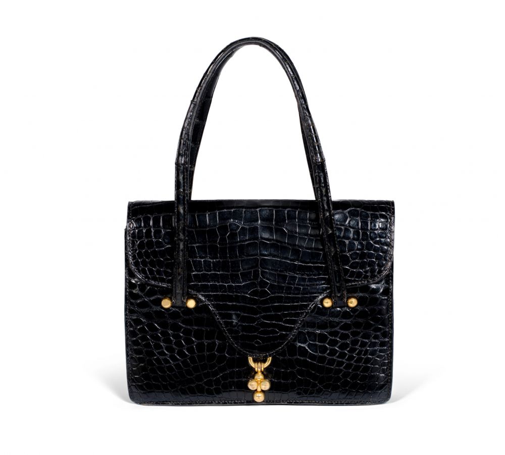 Black Shiny Crocodile Sac Loto