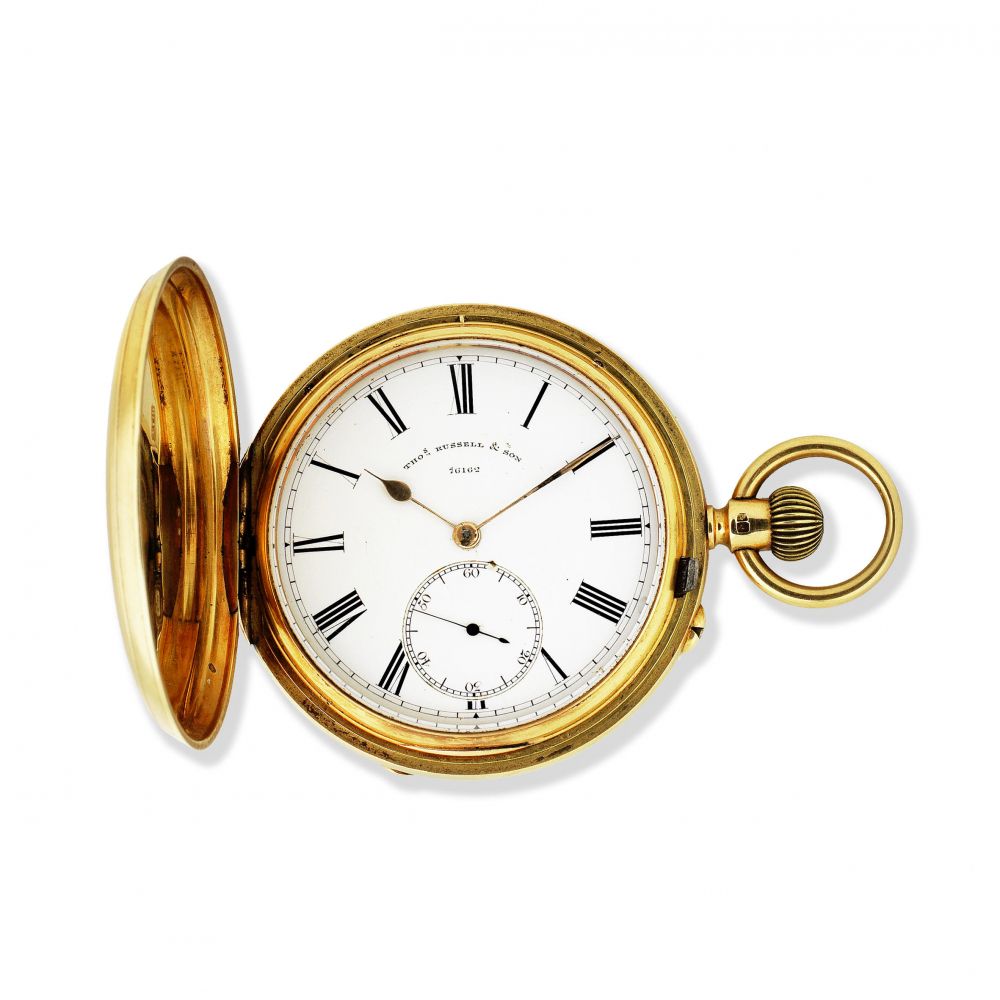 Thomas Russell & Son, Church Street, Liverpool. An 18K gold keyless wind full hunter pocket watch