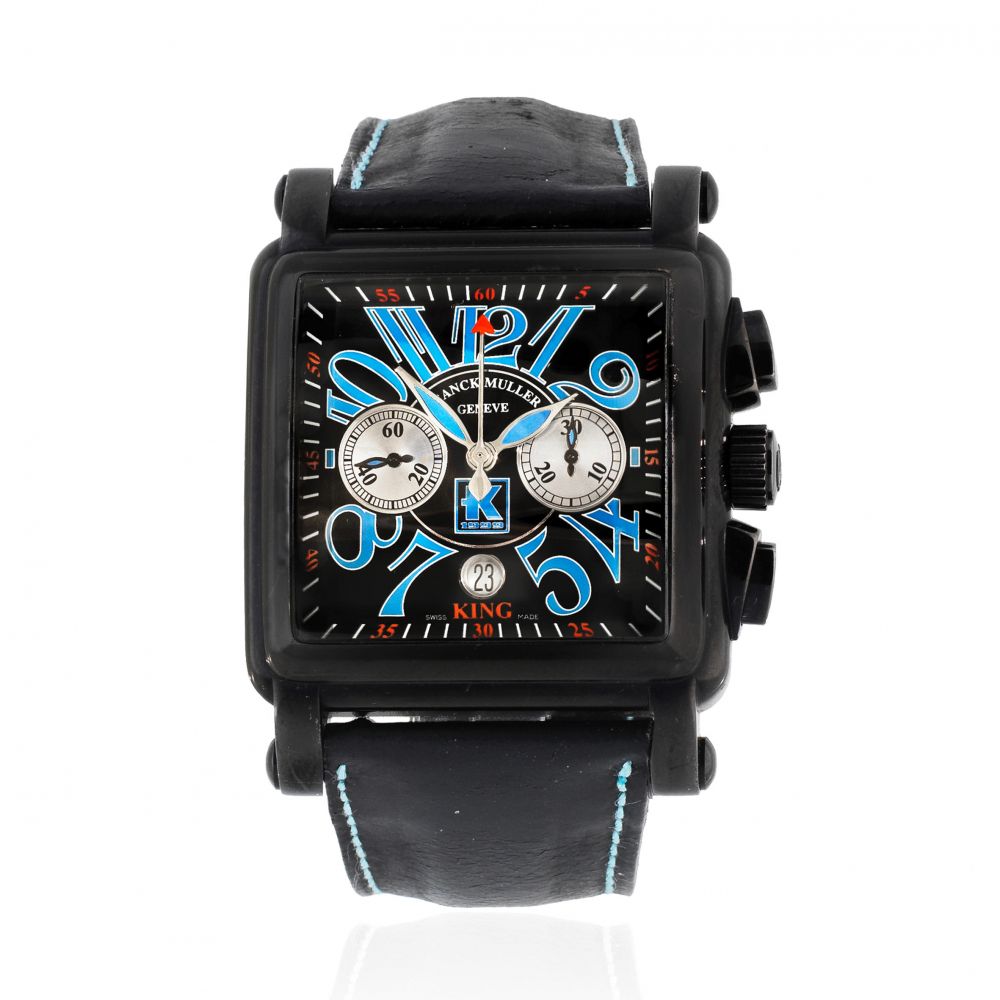 Franck Muller. A Limited Edition black DLC coated stainless steel automatic calendar chronograph wristwatch to be sold in aid of Charity