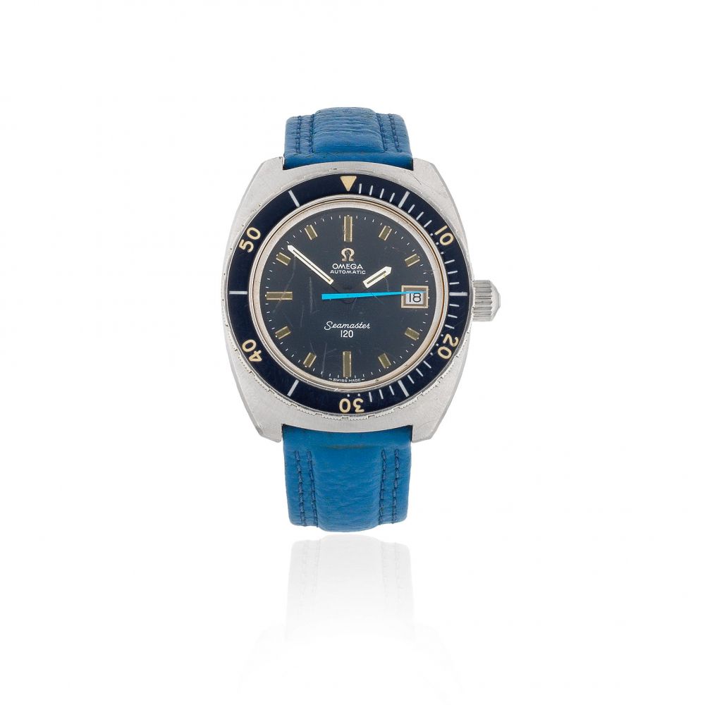 Omega. A stainless steel automatic calendar wristwatch previously owned by a Royal Navy Diver