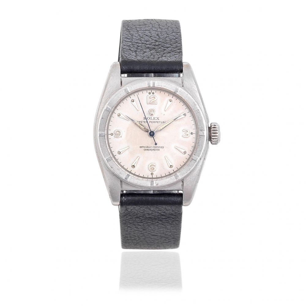 Rolex. A stainless steel automatic bubble back wristwatch