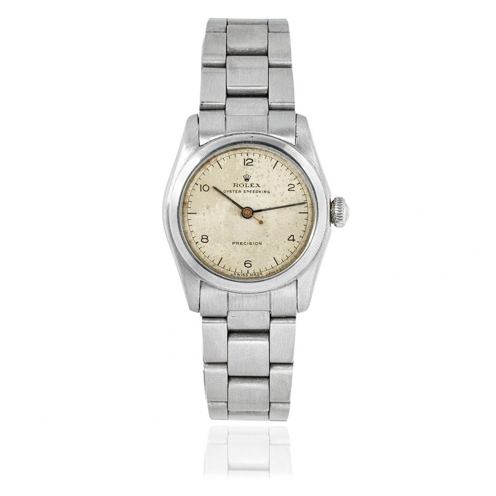 Rolex. A stainless steel manual wind bracelet watch