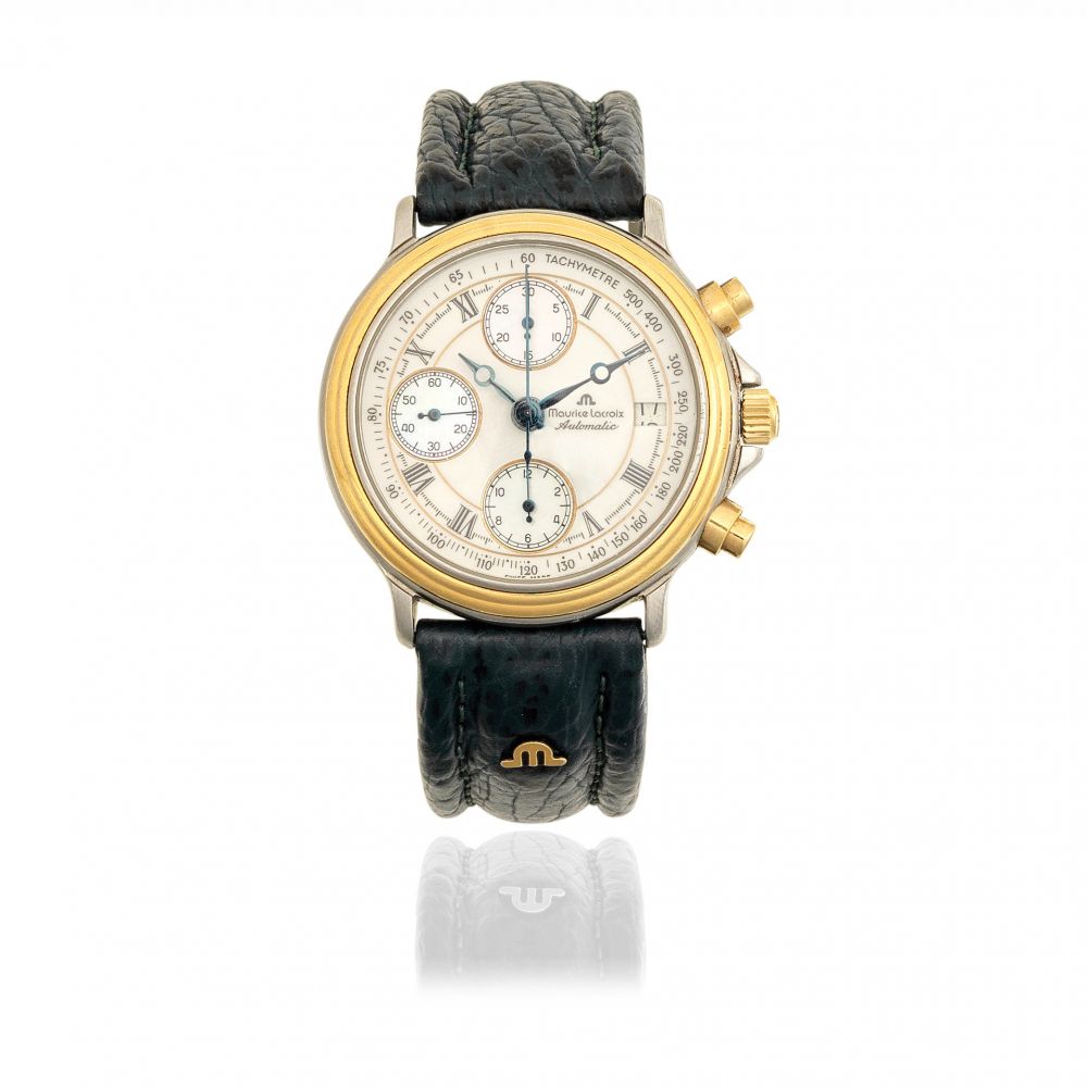 Maurice Lacroix. A stainless steel automatic calendar chronograph wristwatch