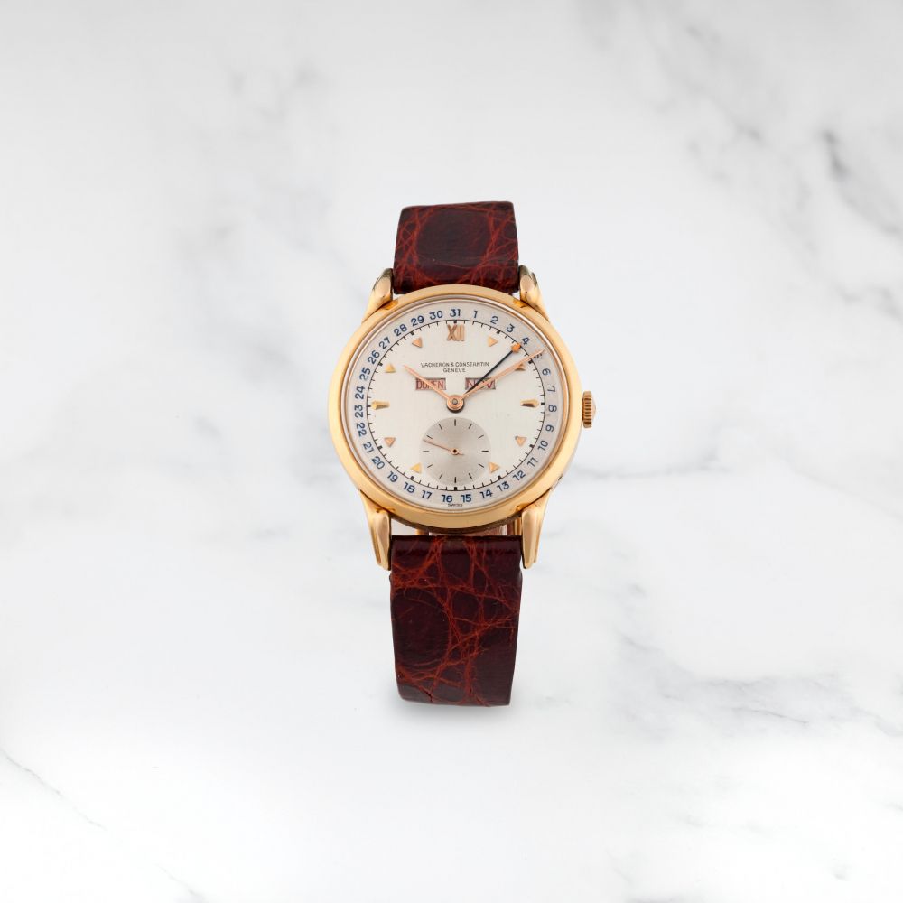 VACHERON & CONSTANTIN. MONTRE BRACELET EN OR JAUNE 18 CARATS TRIPLE QUANTIEME MOUVEMENT MECANIQUE