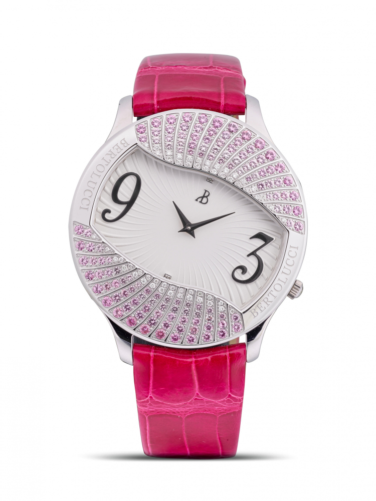 BERTOLUCCI | STRIA II, REF.1413.50, A NEW OLD STOCK STAINLESS STEEL, SAPPHIRE AND DIAMOND-SET WRISTWATCH WITH ROTATABLE BEZEL, CIRCA 2012