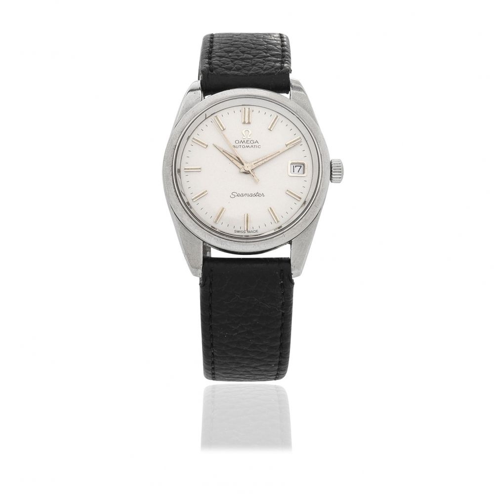Omega. A stainless steel automatic calendar wristwatch