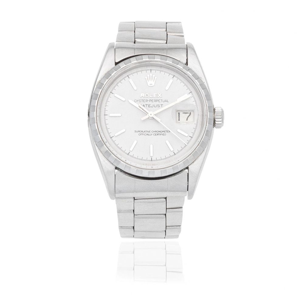 Rolex. A stainless steel automatic calendar bracelet watch with roulette date wheel