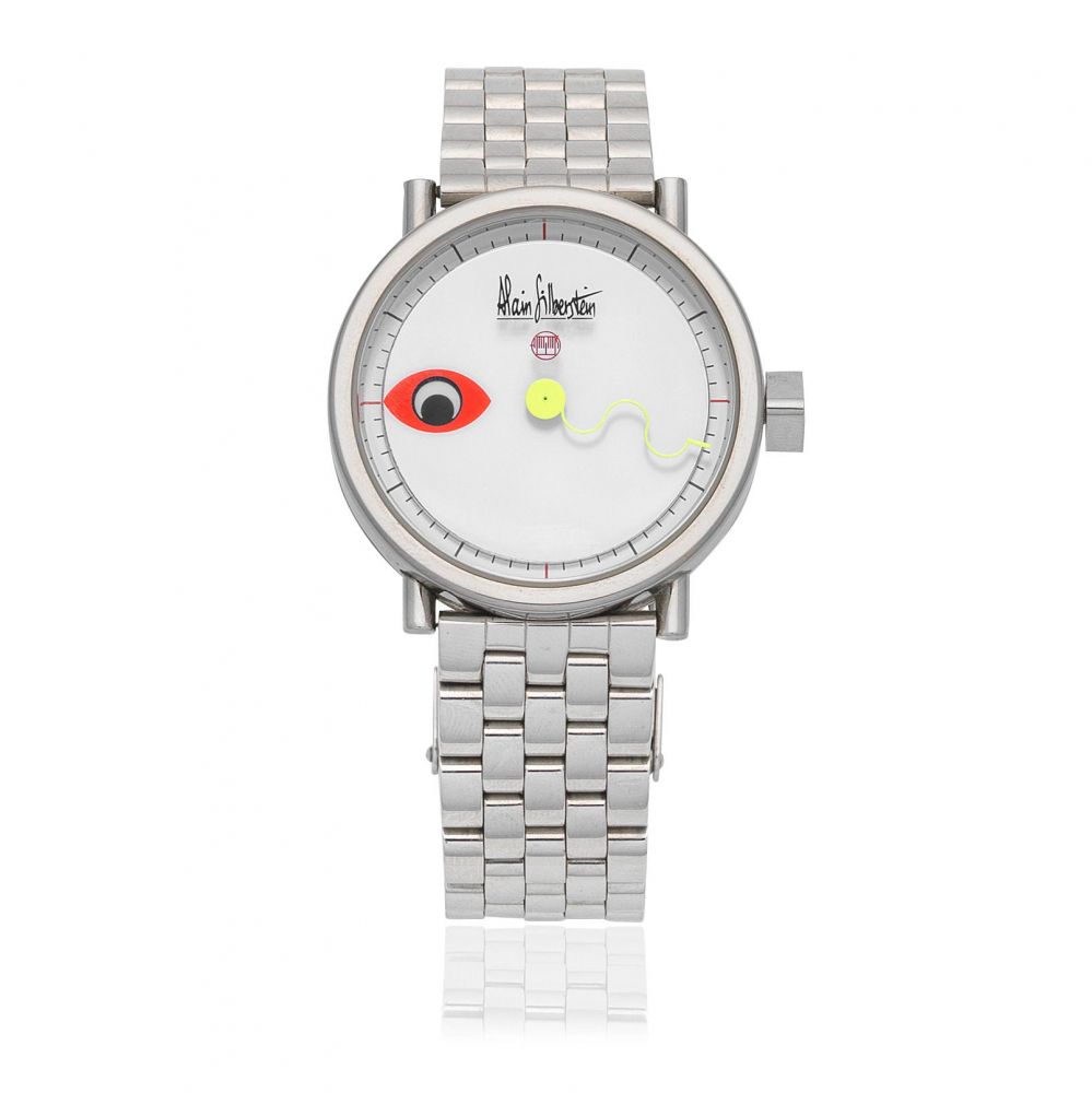 Alain Silberstein. An unusual Limited Edition automatic stainless steel bracelet watch