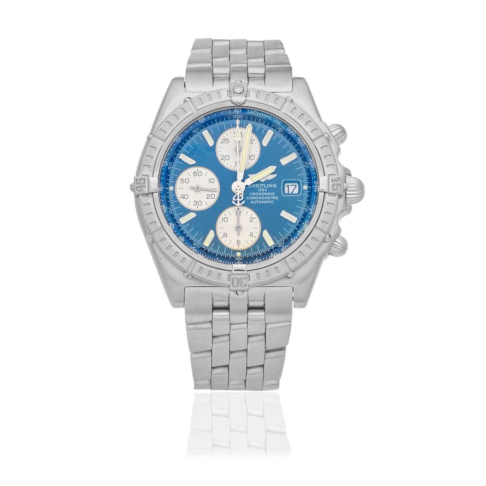 Breitling. A stainless steel automatic calendar chronograph bracelet watch