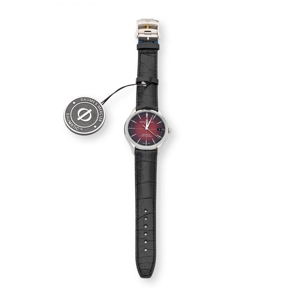 Baume & Mercier. A stainless steel automatic calendar wristwatch