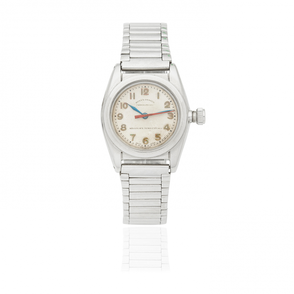 Rolex. A stainless steel manual wind bracelet watch