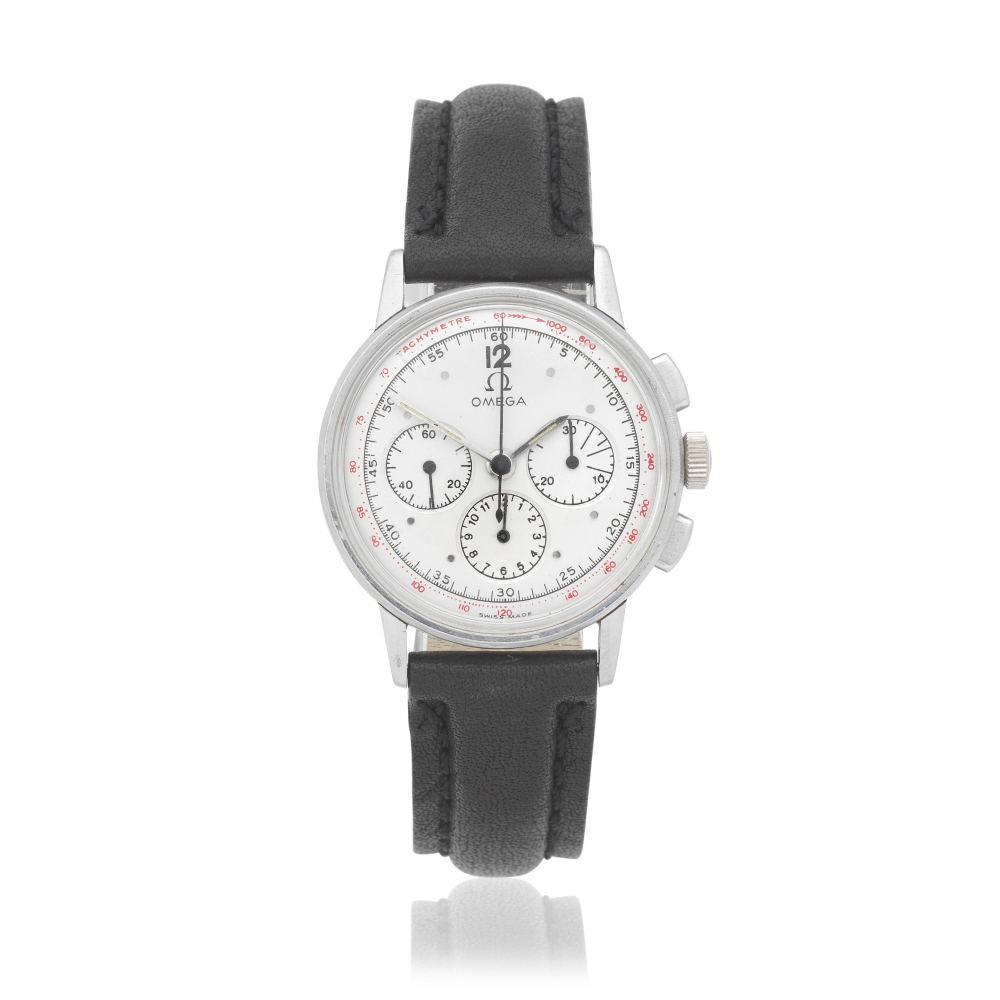 Omega. A stainless steel manual wind chronograph wristwatch