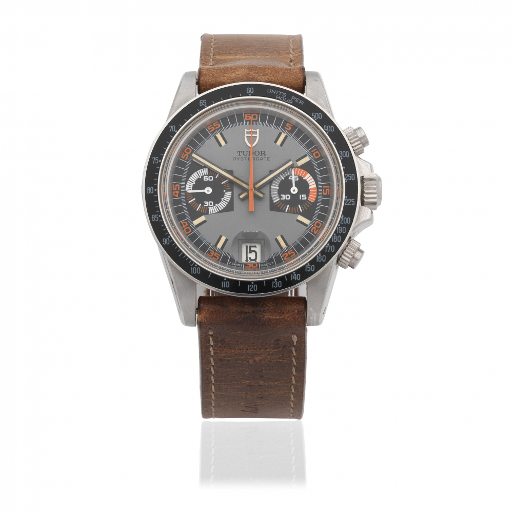 Tudor. A stainless steel manual wind calendar chronograph wristwatch