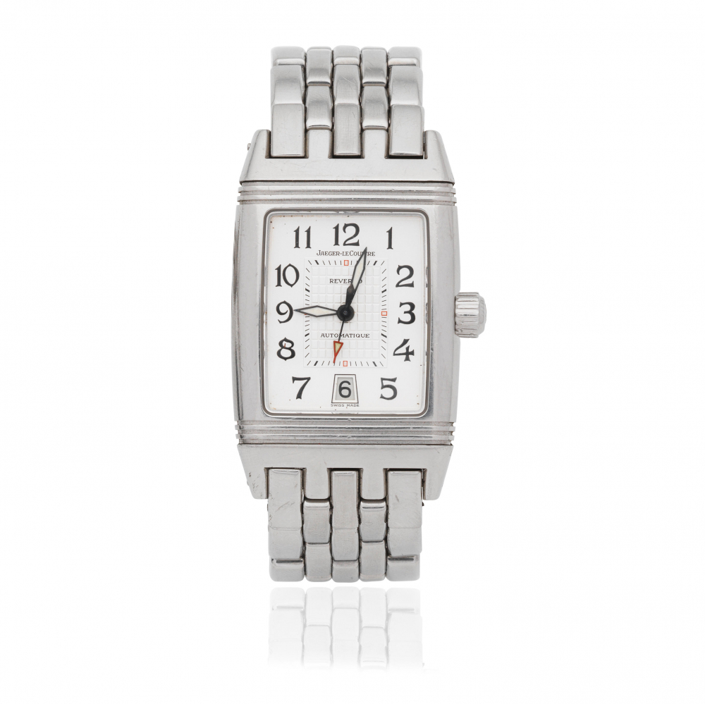 Jaeger-LeCoultre. A stainless steel automatic reversible calendar bracelet watch
