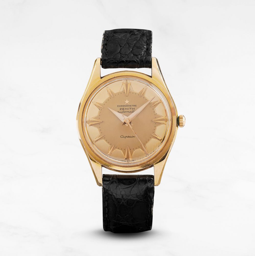 Zenith. Belle montre bracelet en or jaune 18K (750) avec seconde centrale mouvement automatique