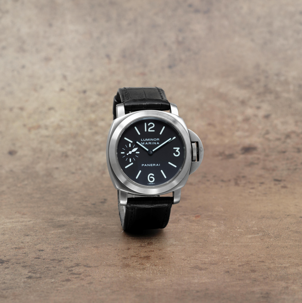 Panerai. A titanium manual wind cushion form wristwatch