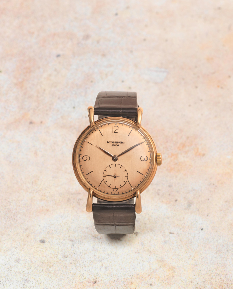 Patek Philippe. A fine and very rare 18K rose gold manual wind wristwatch