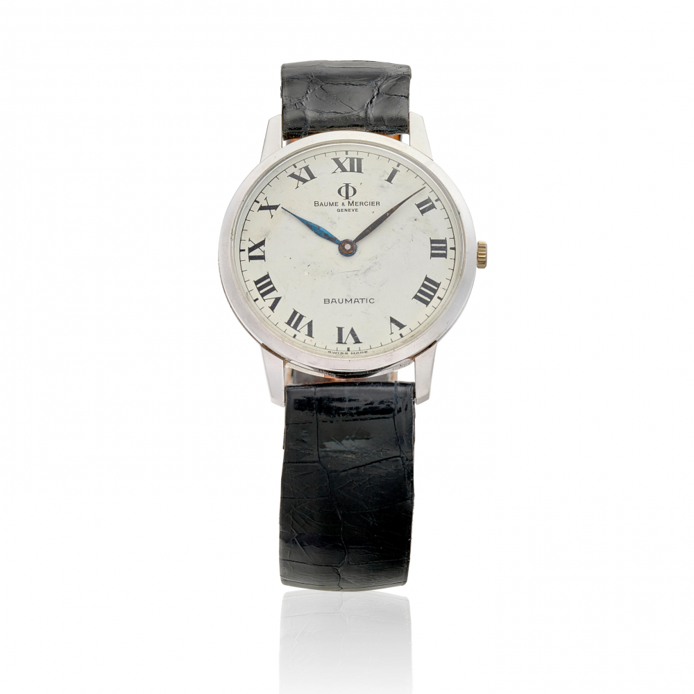 BAUME & MERCIER. AN 18K WHITE GOLD AUTOMATIC WRISTWATCH
