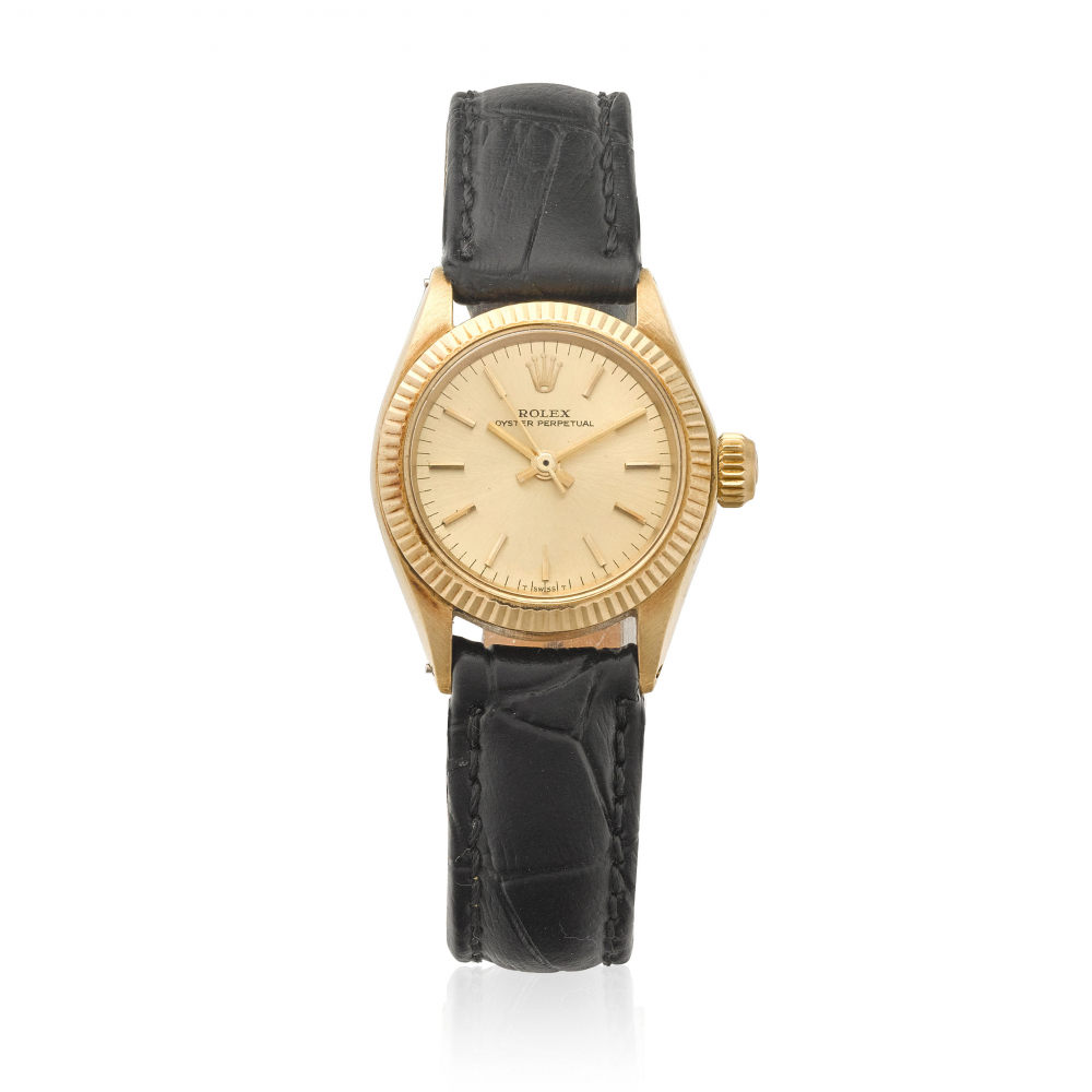 ROLEX. A LADY'S 14K GOLD AUTOMATIC WRISTWATCH