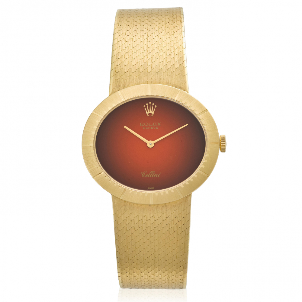 ROLEX. AN 18K GOLD BRACELET WATCH