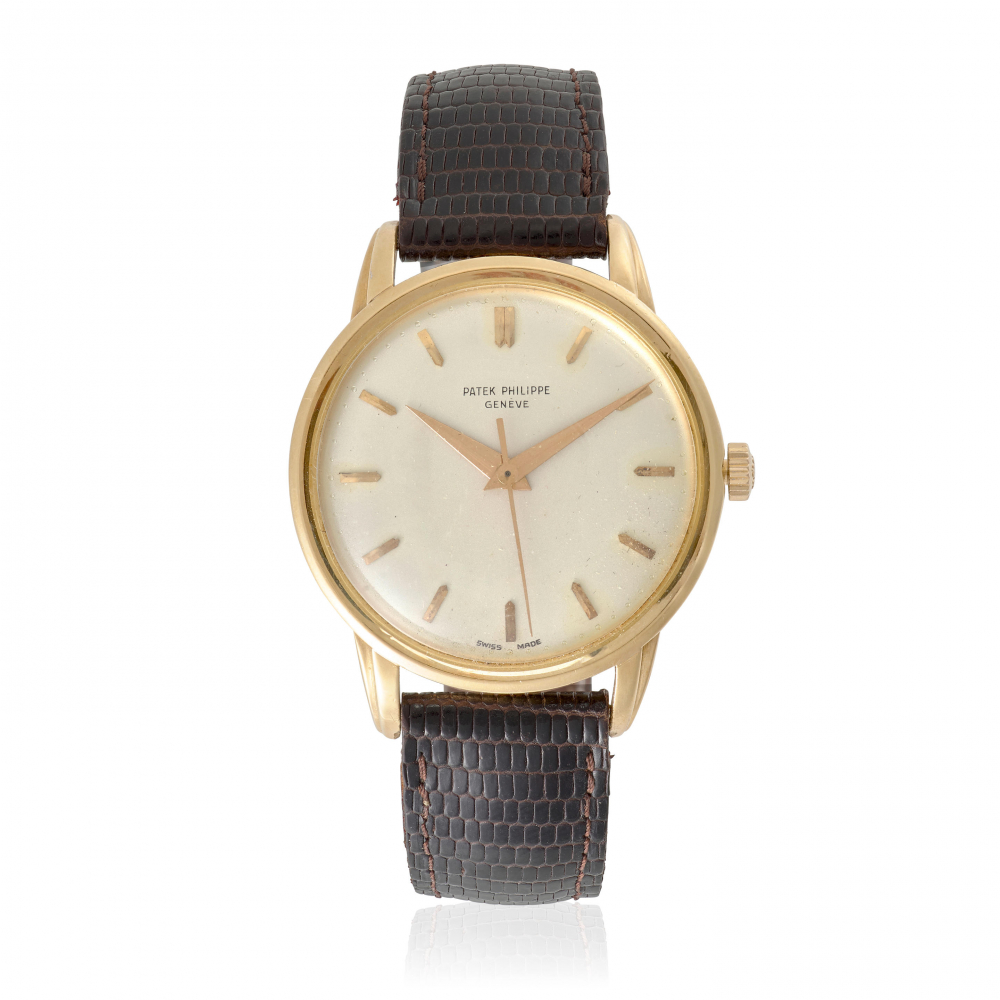 PATEK PHILIPPE. A FINE 18K GOLD MANUAL WIND CENTER SECONDS WRISTWATCH