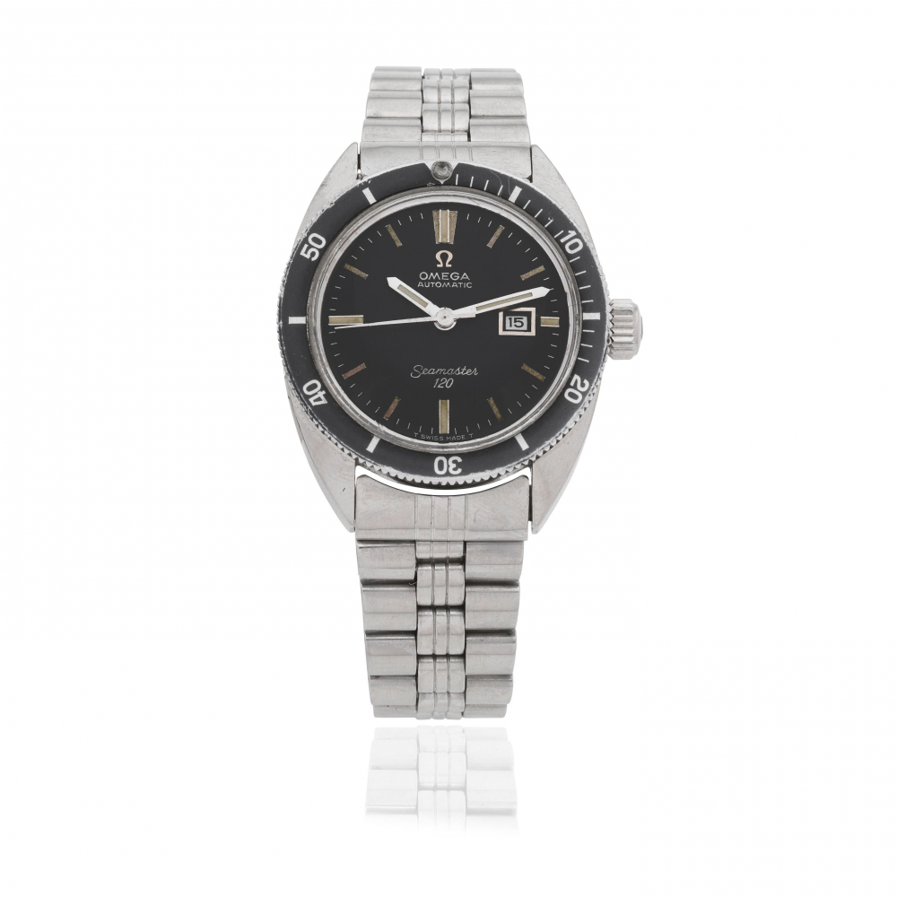 Omega. A stainless steel automatic calendar bracelet watch