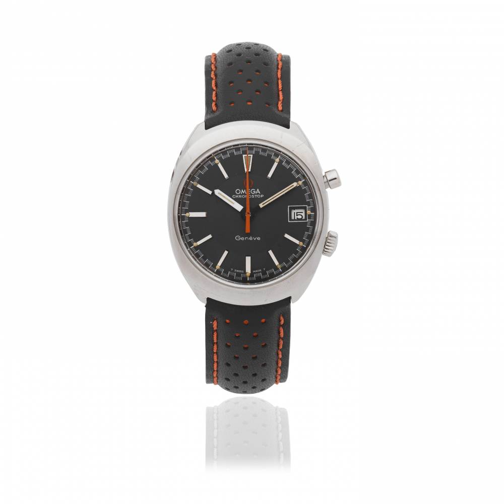 Omega. A stainless steel manual wind chronograph wristwatch