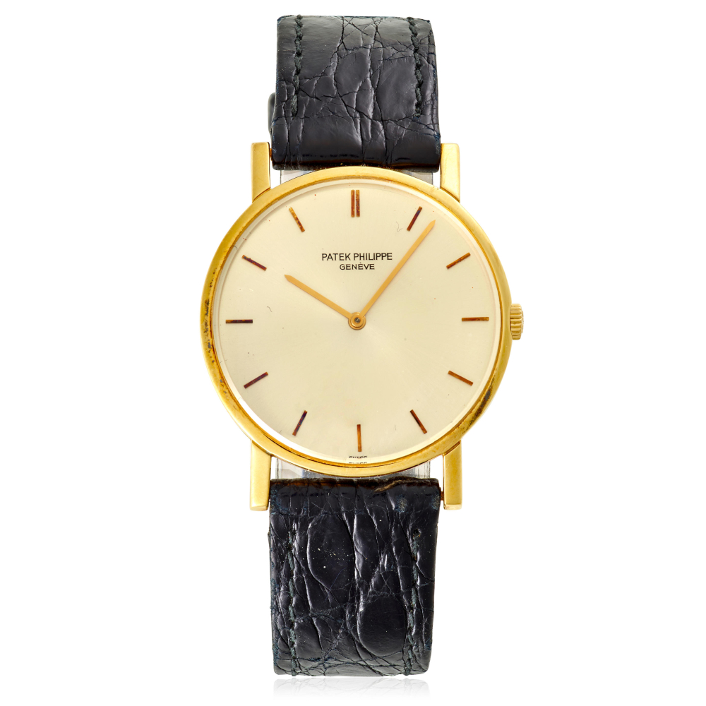PATEK PHILIPPE. AN 18K GOLD MANUAL WRISTWATCH
