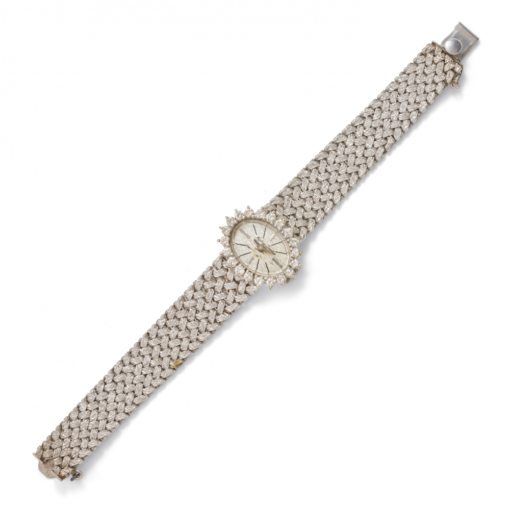 MATHEY-TISSOT: A 14K WHITE GOLD AND DIAMOND WRISTWATCH