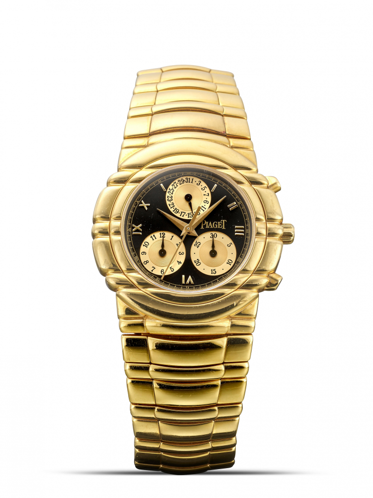 PIAGET | TANAGRA, REF.14081M401D, A YELLOW GOLD CHRONOGRAPH BRACELET WATCH WITH DATE, CIRCA 2000