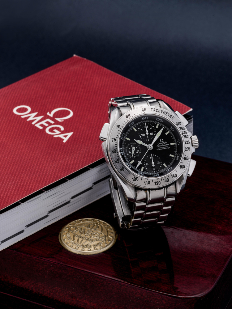 OMEGA | SPEEDMASTER, REF. 3540.50, A STAINLESS STEEL SPLIT-SECOND CHRONOGRAPH BRACELET WATCH WITH CARBON-FIBRE DIAL, CIRCA 2000