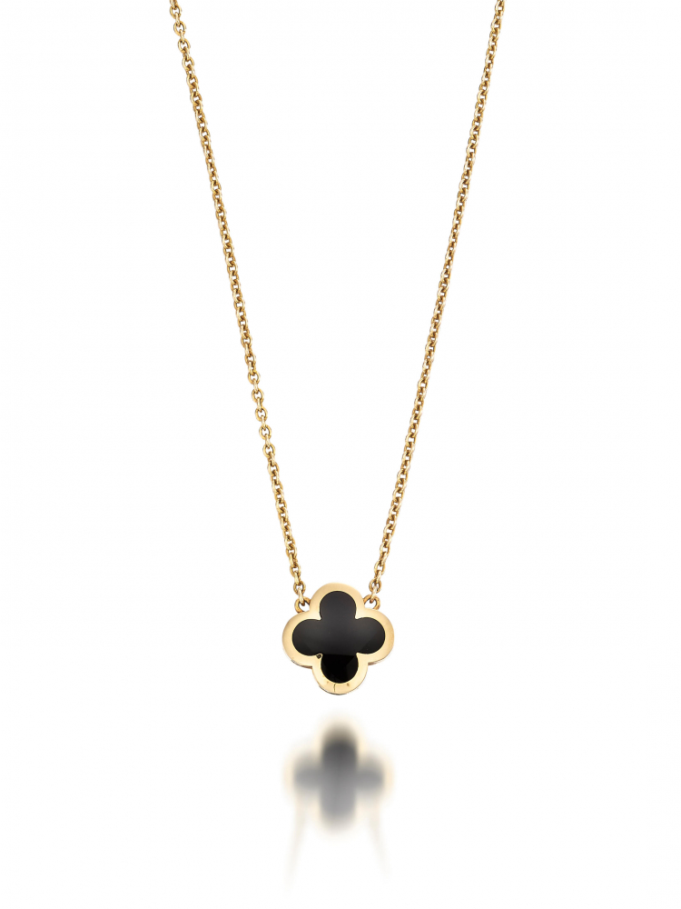 VAN CLEEF & ARPELS: ONYX 'PURE ALHAMBRA' PENDANT NECKLACE