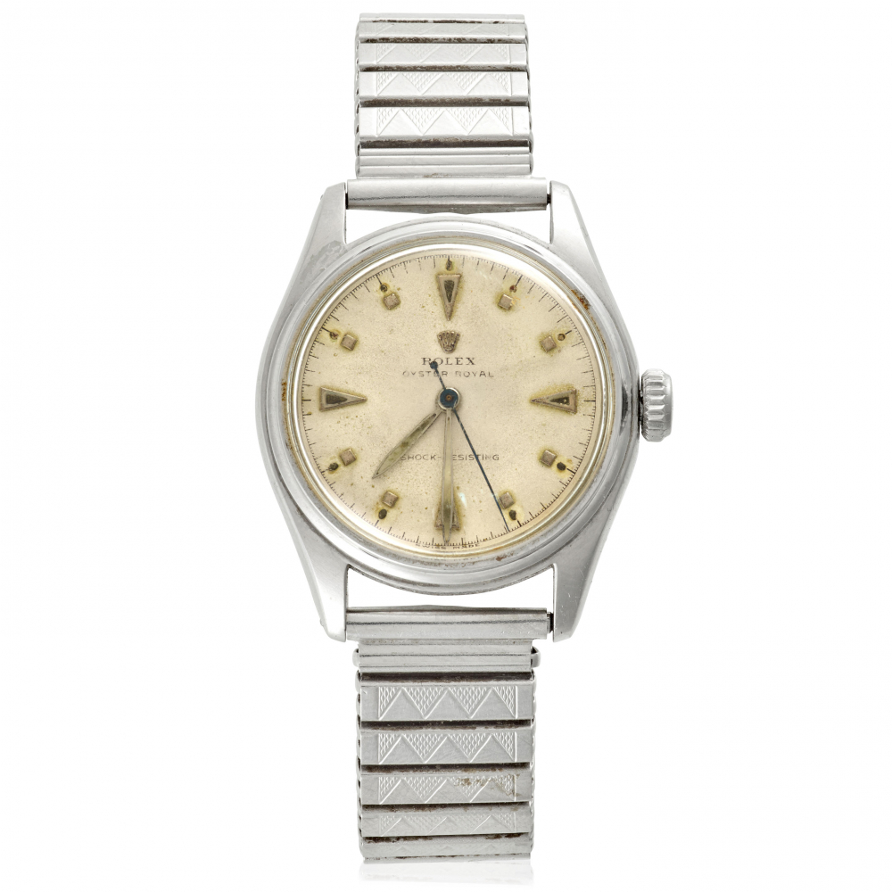 ROLEX. A STAINLESS STEEL MANUAL WIND BRACELET WATCH