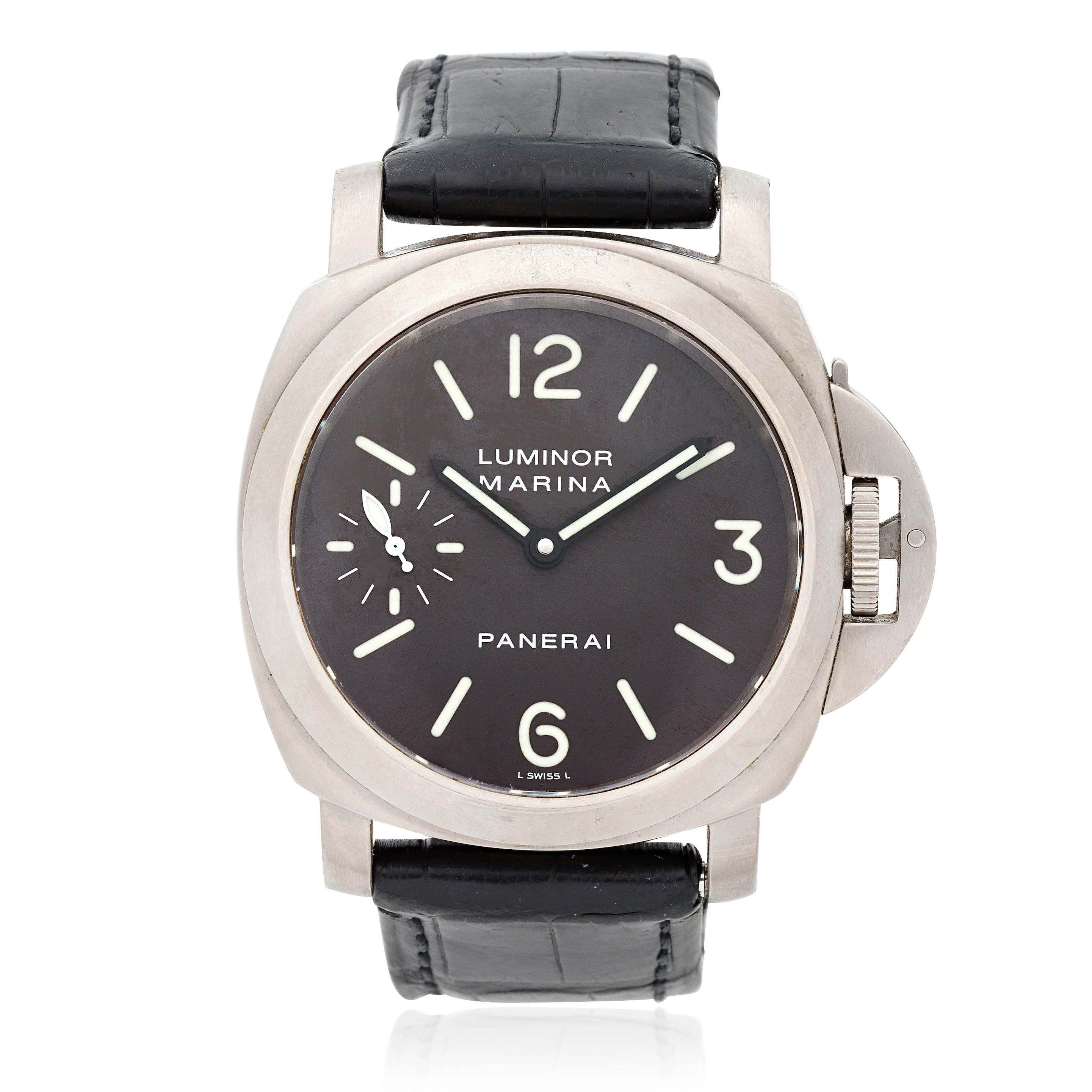 Panerai. A titanium manual wind cushion form wristwatch Luminor Marina, Ref: OP6535, Circa 2000