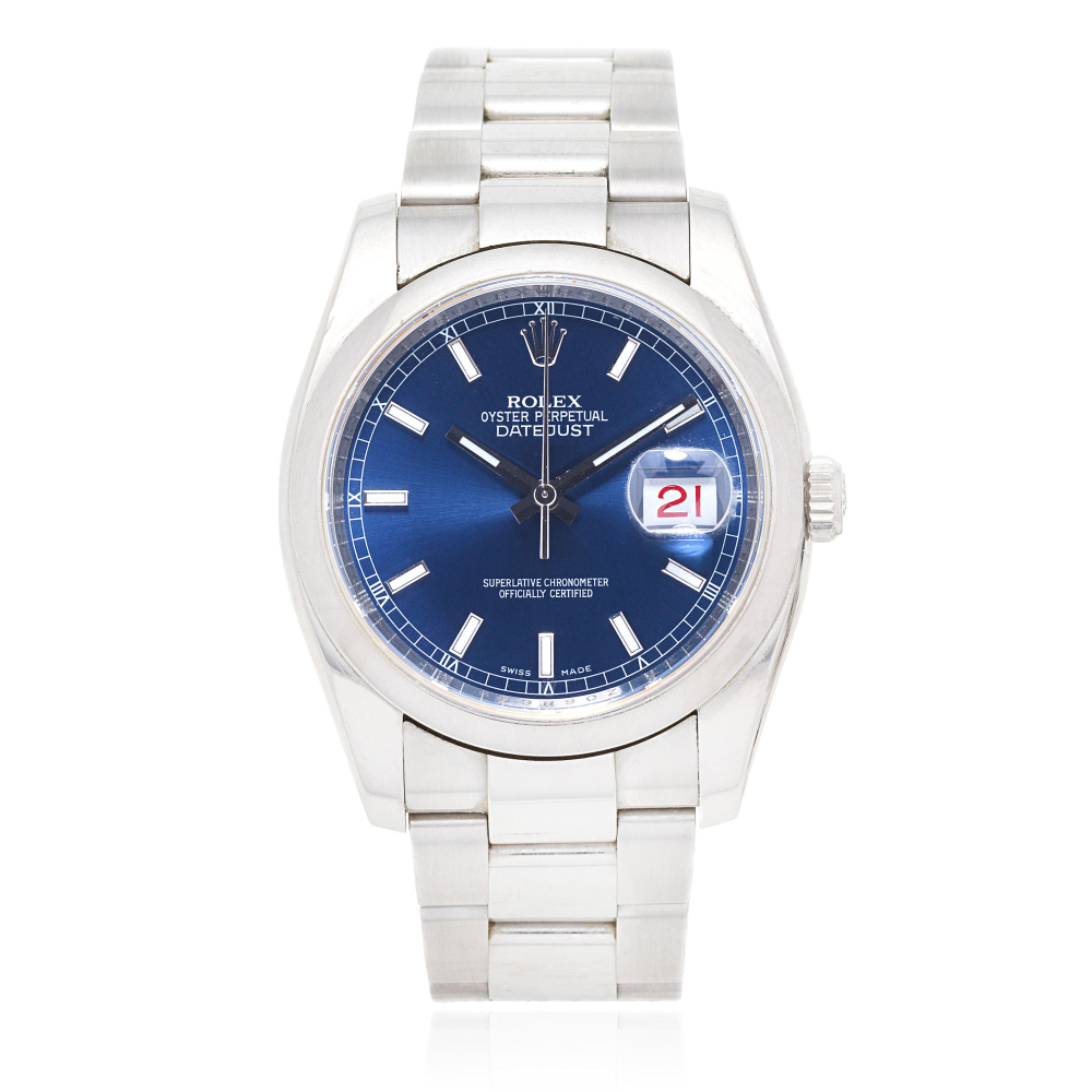 Rolex. A stainless steel automatic calendar bracelet watch with roulette date wheel