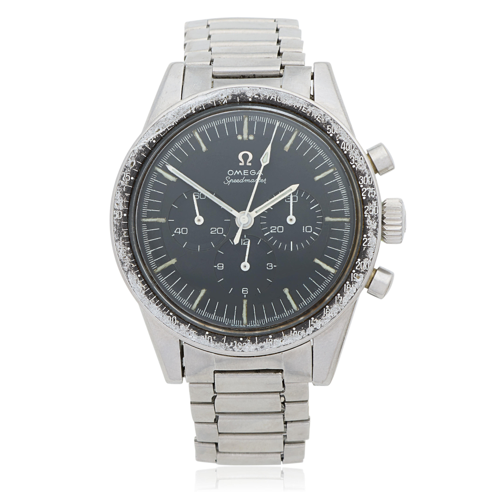 Omega. A stainless steel manual wind chronograph bracelet watch