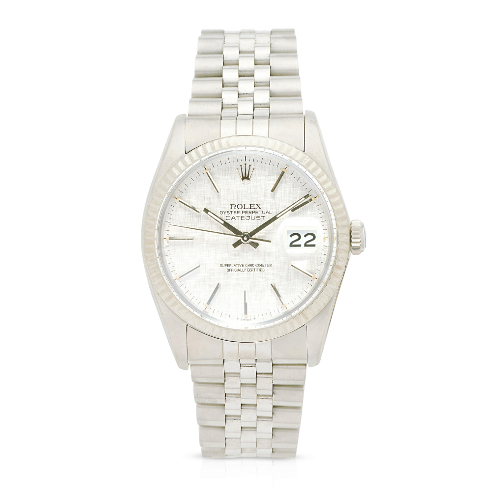 Rolex. A recently serviced stainless steel and white gold automatic calendar bracelet watch