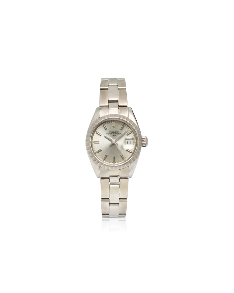 ROLEX. A STAINLESS STEEL AUTOMATIC CALENDAR BRACELET WATCH